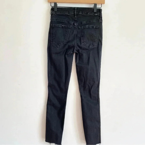 MOTHER HW Looker Ankle Fray Guilty Party Racer Black Skinny Jeans Rae Edge Pant - Picture 5 of 14